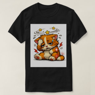 Dizzy Orange Cat Funny Chronic Pain Migraine Humou T-Shirt