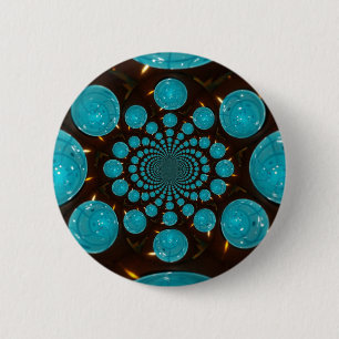 Dizzying Display of Cyan Lights Kaleidoscope  Art 2 Inch Round Button