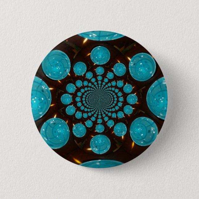 Dizzying Display of Cyan Lights Kaleidoscope  Art 2 Inch Round Button (Front)
