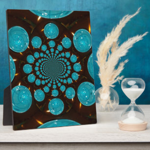 Dizzying Display of Cyan Lights Kaleidoscope  Art Plaque