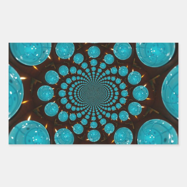 Dizzying Display of Cyan Lights Kaleidoscope  Art Sticker (Front)