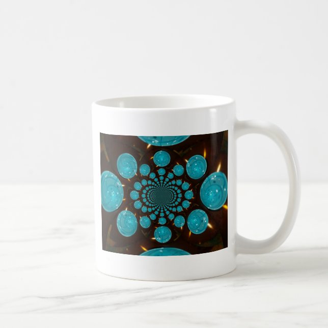 Dizzying Display of Cyan Lights Kaleidoscope Coffee Mug (Right)