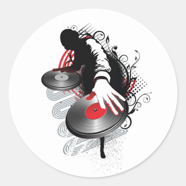 dj-2 classic round sticker (Front)
