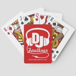 DJ add your name & contact red playing cards