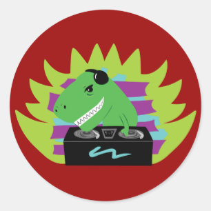 Dj-asaurus Rex Classic Round Sticker