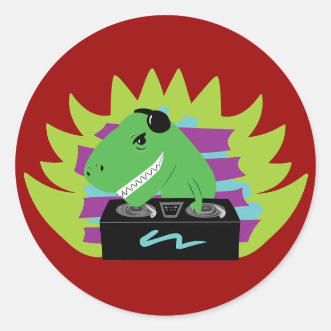 Dj-asaurus Rex Classic Round Sticker (Front)