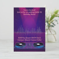 DJ Birthday Party Invitation - Customizable 