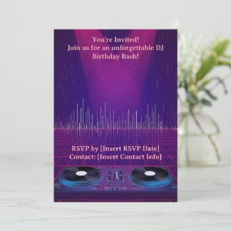 DJ Birthday Party Invitation - Customizable