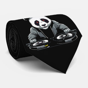 DJ Black and White Panda Tie