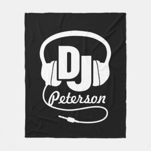 DJ black & white add your name Fleece Blanket