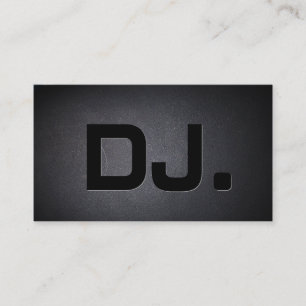 DJ Bold Text Cool Black Modern Business Card