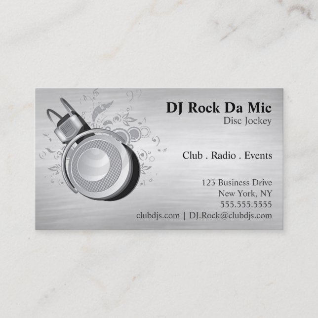 DJ Business Card - Metal Look (Front)