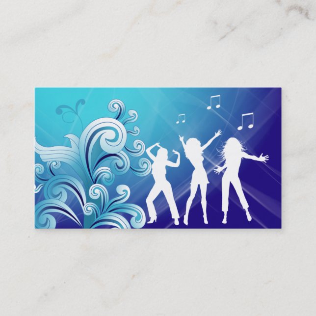 Dj Business Card Music Blue Retro Dance (Front)
