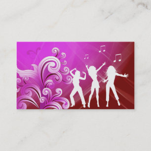 Dj Business Card Music Pink Red Retro Dance