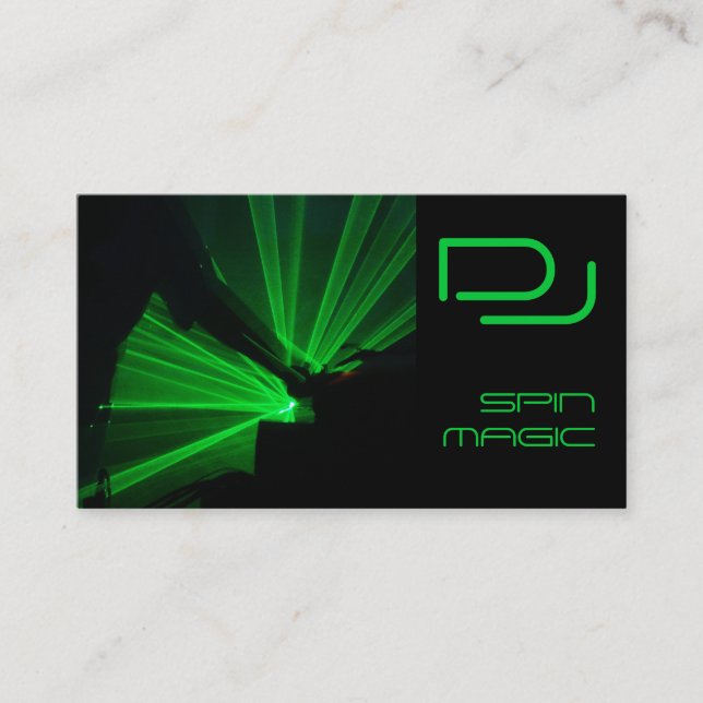 DJ Business Cards Black Green (Front)