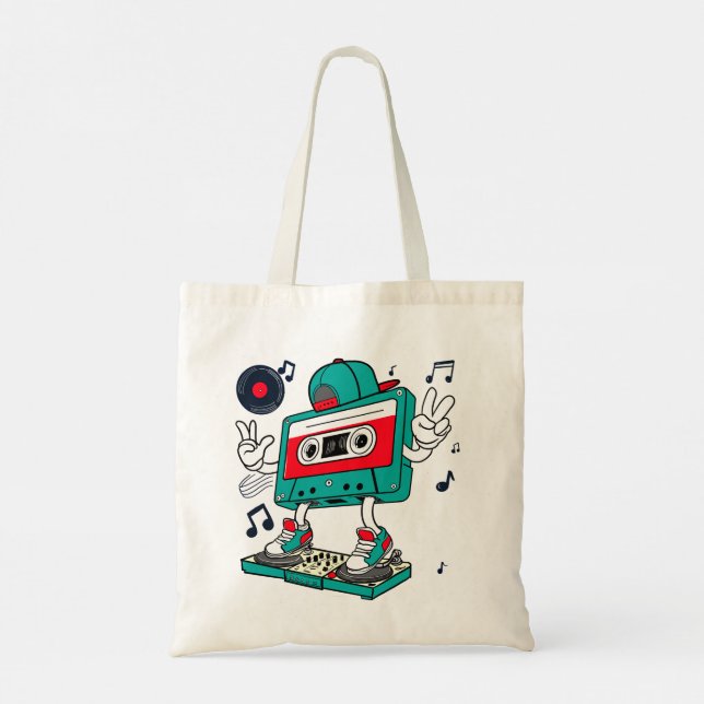DJ cassette tape Tote Bag (Back)