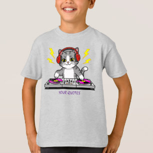 DJ Cat Cartoon – Cool Music Lover Illustration T-Shirt