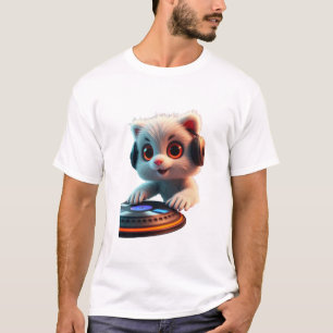DJ Cat - Cute Kitten with Headphones Spinning Tune T-Shirt