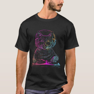 Dj Cat Edm Techno House Music Funny Cat Lover T-Shirt