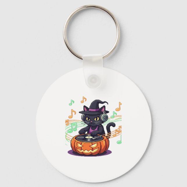 Dj cat halloween Oversized T-Shirt Keychain (Front)
