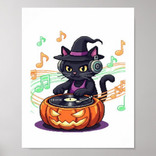Dj cat halloween Oversized T-Shirt Poster
