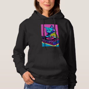 DJ Cat Headphones Turntable DJ Mixer Dreamwave Sty Hoodie