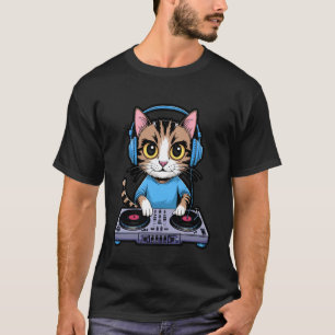 DJ Cat Rainbow House Music Kitty T-Shirt