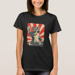 DJ Cat Retro - Cool Disco Kitty Spinning Vinyl DJ T-Shirt