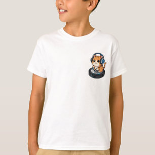 DJ Cat Riding Robot Vacuum Kids T-Shirt