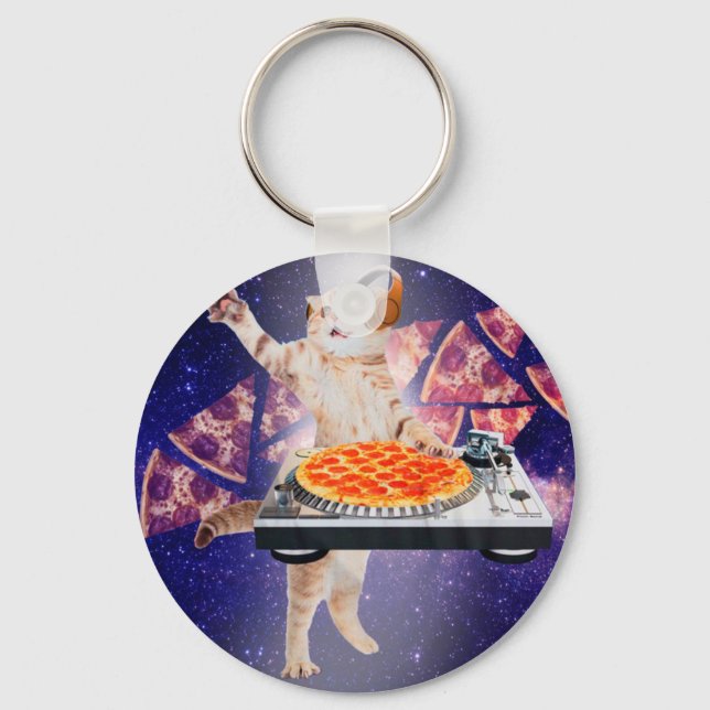 DJ Cat Turntable Mixer Keychain (Front)