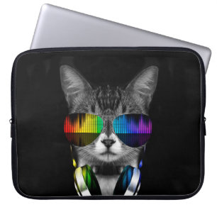 DJ cat with sunglasses and headphones Laptop Sleeve