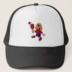 DJ- Cocker Spaniel Playing Pickleball Cartoon Trucker Hat