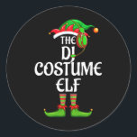 Dj Costume Elf Matching Family Group Christmas Par Classic Round Sticker<br><div class="desc">Dj Costume Elf Matching Family Group Christmas Party</div>