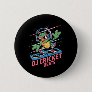 Dj Cricket Beats Groovy Music Fun 2 Inch Round Button