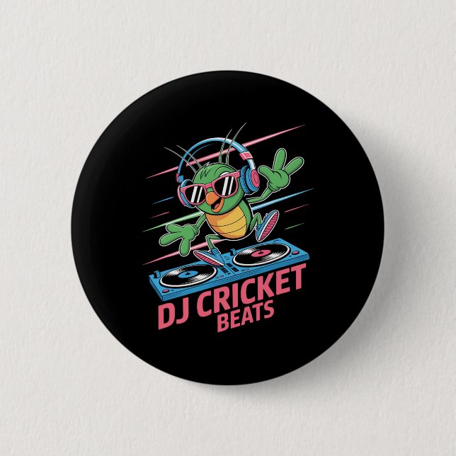 Dj Cricket Beats Groovy Music Fun  2 Inch Round Button (Front)
