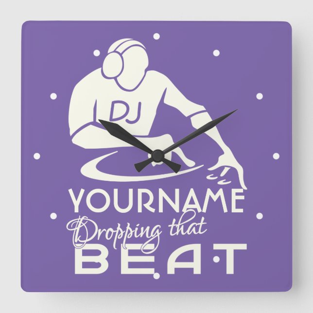 DJ custom colour & monogram wall clock (Front)