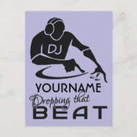 DJ custom name & colour postcard