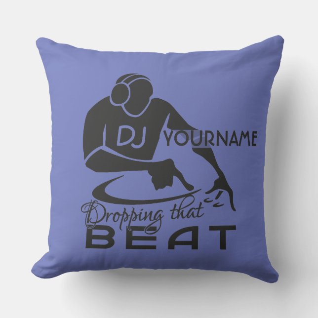 DJ custom name & colour throw pillow (Front)