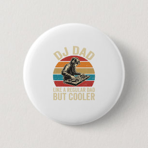 DJ Dad But Cooler Vintage Sunset Vector Design_1 2 Inch Round Button