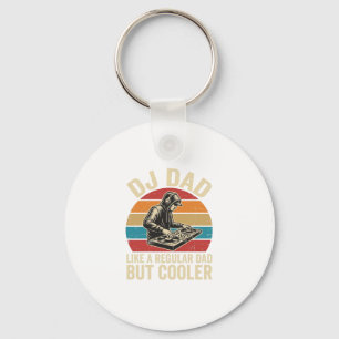 DJ Dad But Cooler Vintage Sunset Vector Design_1 Keychain