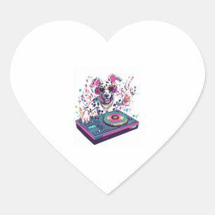 DJ Dalmatian – EDM Rave Party Dog Heart Sticker