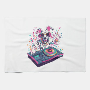 DJ Dalmatian � EDM Rave Party Dog Kitchen Towel