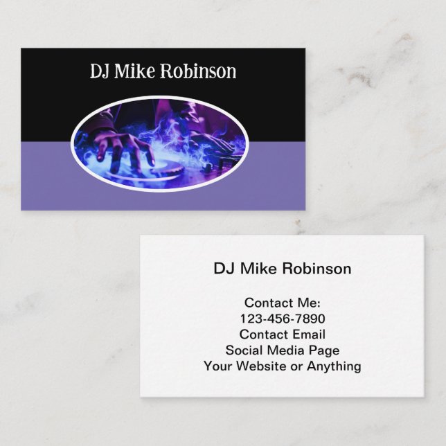 DJ de musique cool Cartes de visite (Devant / Derrière)