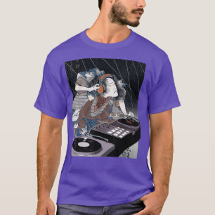 DJ deejay headphones Samurai playing music disc T-Shirt
