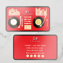DJ Deejay Turntable Record Red Metallic Gold Foil