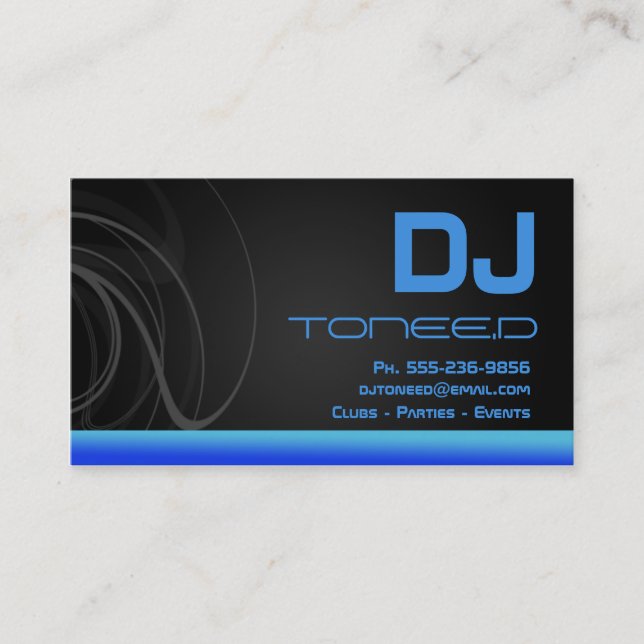 DJ Disc Jockey Business Cards Blue (Front)