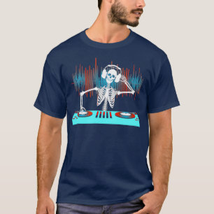 DJ Disc Jockey Skeleton Design for Turntable T-Shirt
