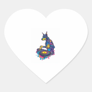 DJ Doberman � Club Vibe Party Dog Heart Sticker