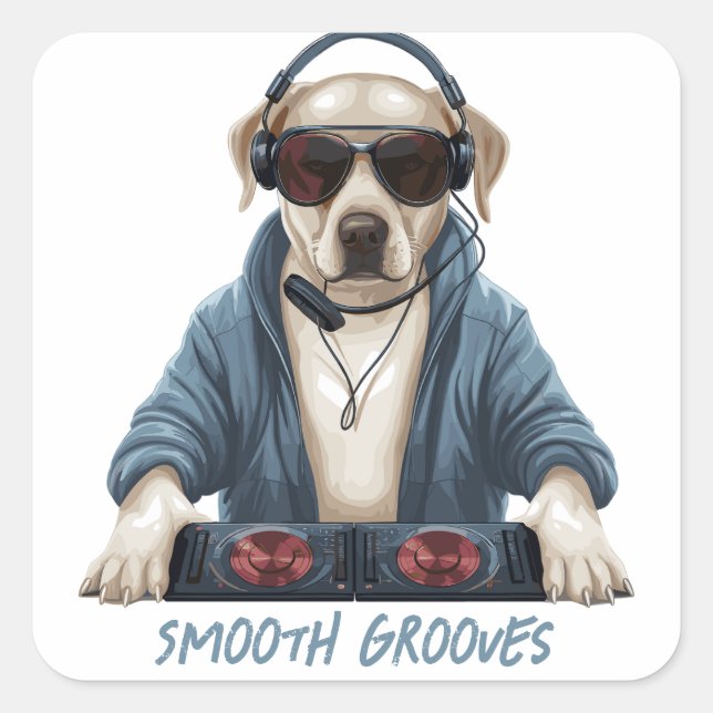 DJ Doggo Square Sticker (Front)