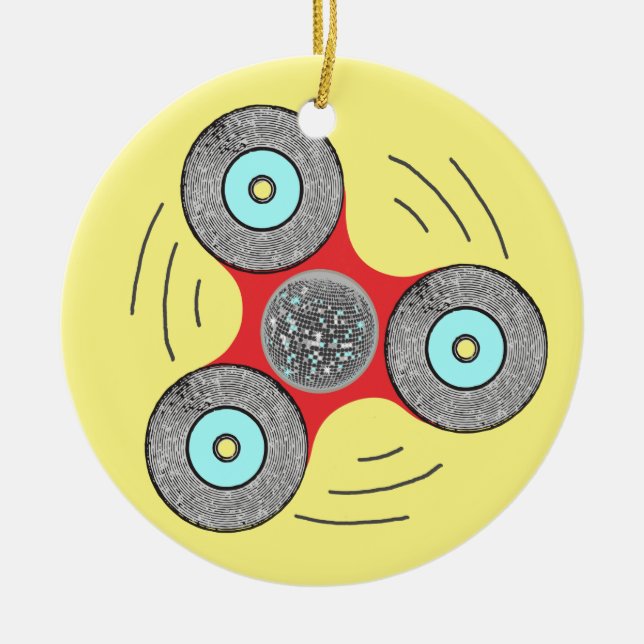 DJ Fidget Spinner Ceramic Ornament (Front)